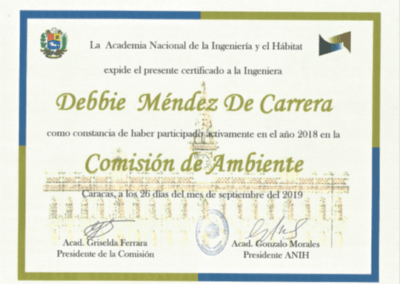 Reconocimiento de la Academia Nacional de Ingeniería y Hábitat a la profesora Debbie Méndez